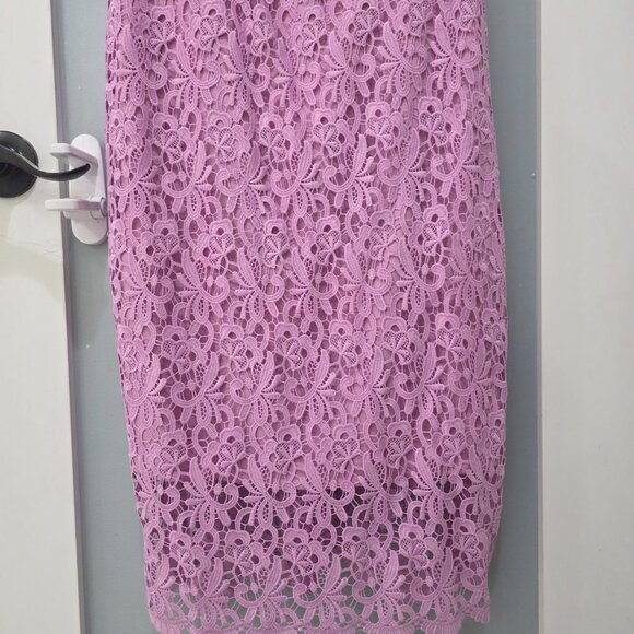 J.Crew Lavender Lace Dress Size 6 Scalloped V-Neck Zip Back Lined Cocktail - Picture 4 of 11